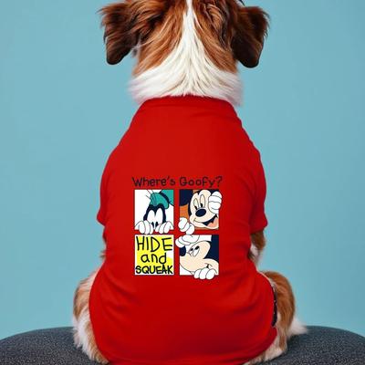 Uplift Essentials Graphic Pet Tee Wheres Goofy Soft & Breathable Short Sleeved T Shirt red xs