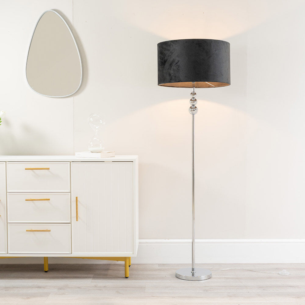 Rosdorf Park Randalia 145cm Traditional Floor Lamp Black/Chrome 145cm H X 45cm W X 45cm D