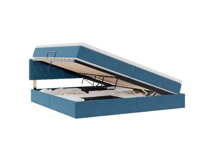 PUGYNBK Bett mit Aufbewahrung, Dunkelblau, 200 x 200 cm, Samt Hydraulische Hubung, weiche Polsterung, modernes Design, platzsparend