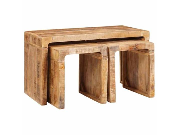 LKJephalotrope Nestingtisch 3er Set Wohnzimmertisch Braun Mangoholz Kompakte Satztische für Wohnzimmer und Gästezimmer, flexibel als Beistelltisch oder Kaffeetisch nutzbar.