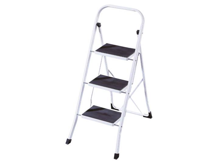 Klapptrittleiter, Schwarz, Weiß, Metall, 47x15x116 cm, rutschfeste Stufen, Haushalt & Reinigung, Leitern