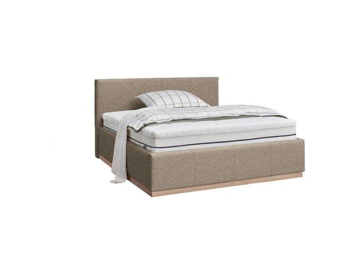 Lomoco Polsterbett, Beige, Birke, Sperrholz, 2-Zonen, warmweiß, 160x200 cm, Made in EU, Bettkasten, Lattenrost, gepolstertes Kopfteil, Schlafzimmer, Betten, Polsterbetten