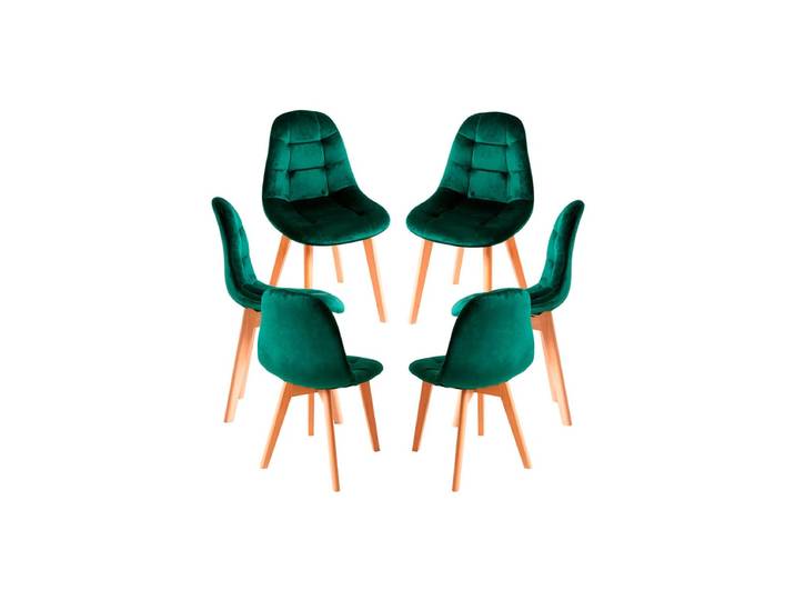 6er Set Kelen Samt Stühle - Vert