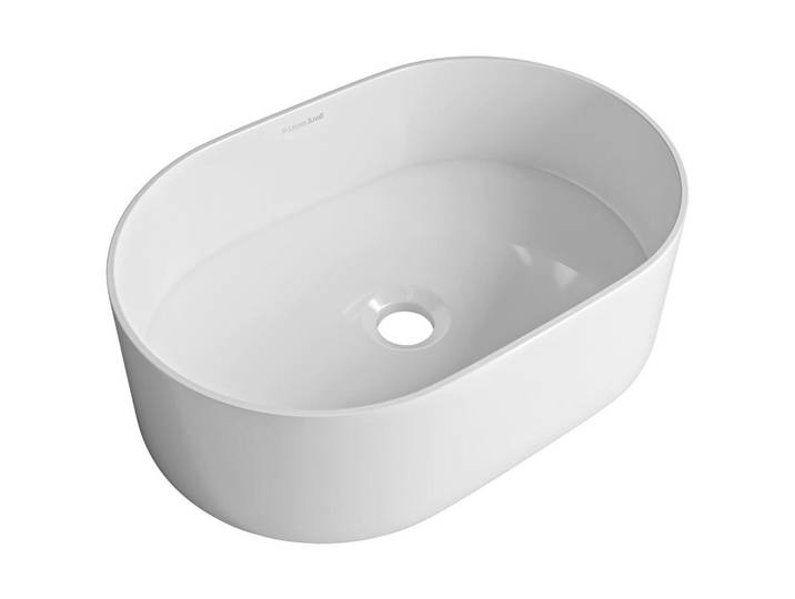 Dieter Knoll Waschbecken, Weiss, Stein, 45x14x30 cm, Made in EU, Waschbecken ohne Überlaufloch, Permanentablauf notwendig, Badezimmer, Waschbecken & Armaturen, Waschbecken