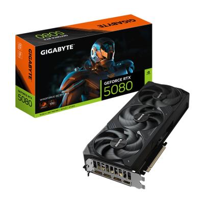 GIGABYTE Grafikkarte "GeForce RTX 5080 WINDFORCE OC SFF 16G Grafikkarte - 16 GB GDDR7, 256 B", schwarz, Grafikkarten