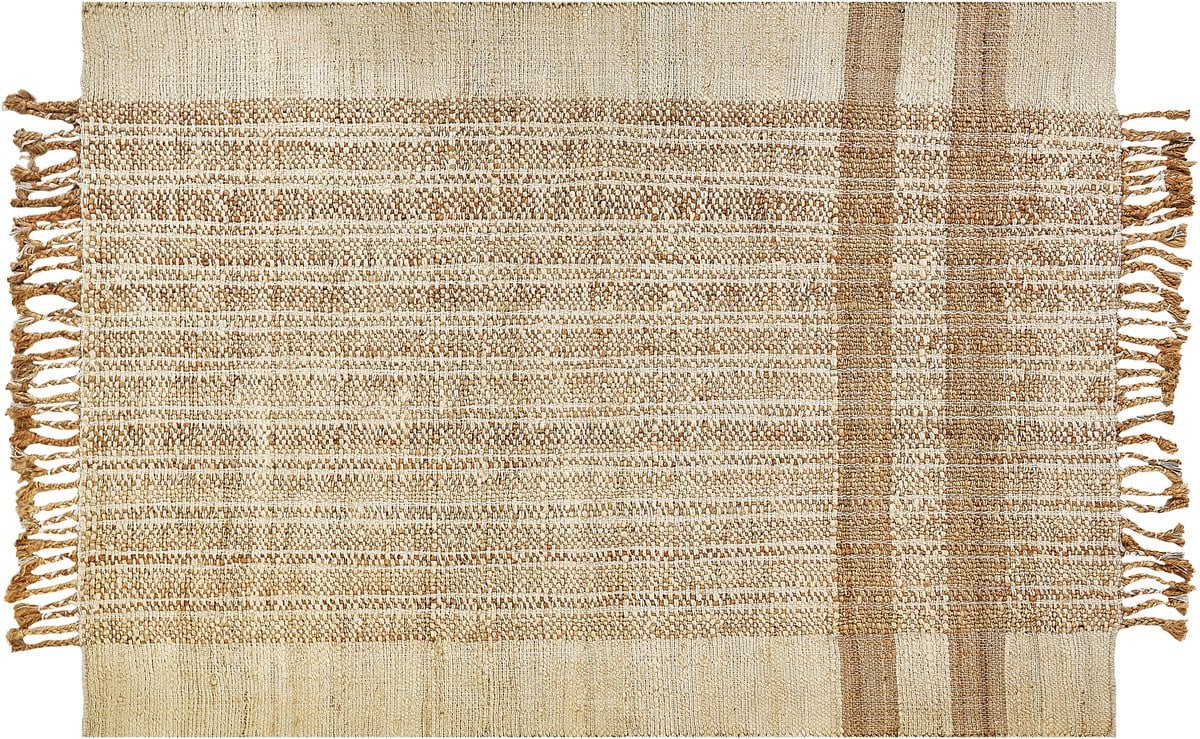 Beliani Modern Vloerkleed Boho Geometrisch - Jute en Katoen - Rechthoekig