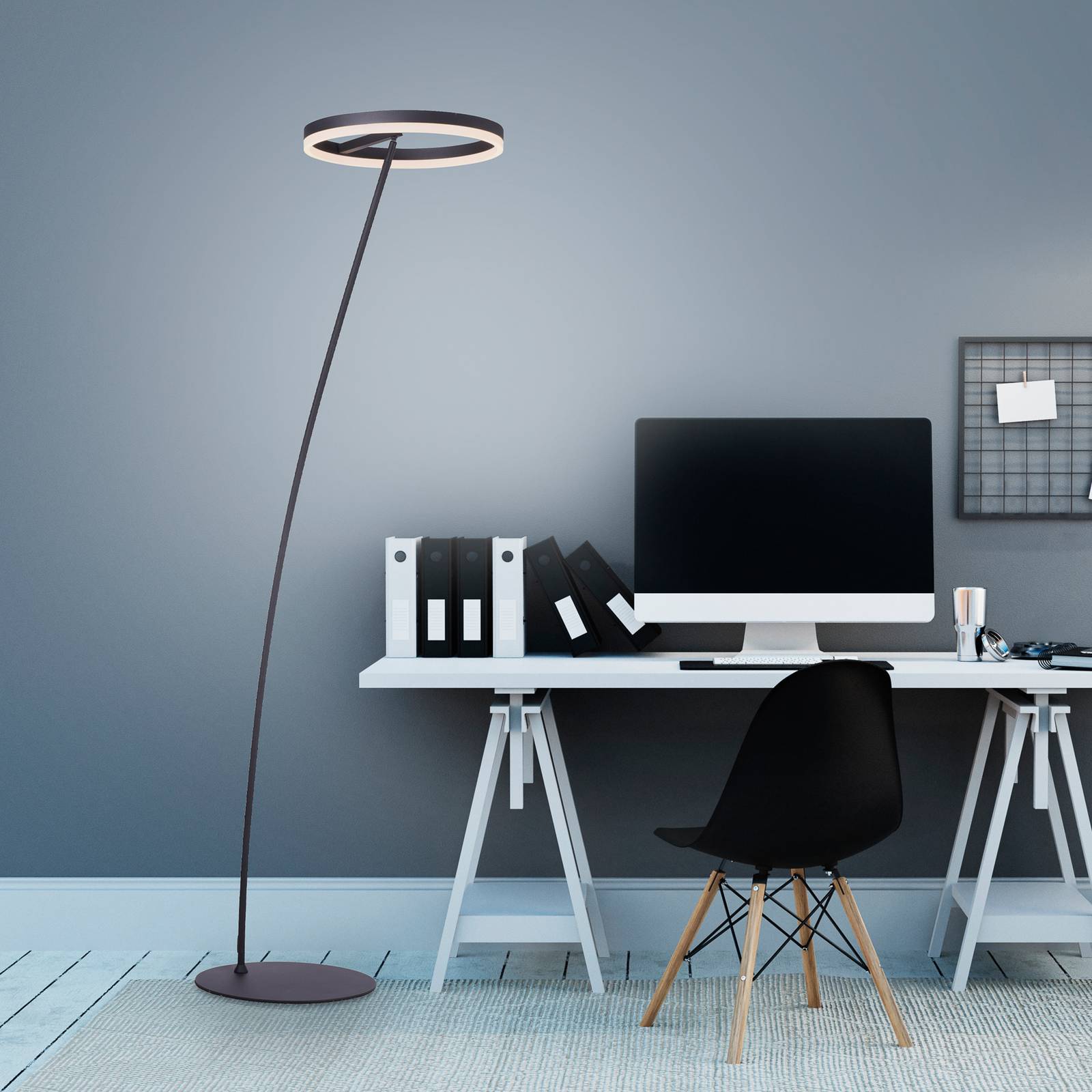 Paul Neuhaus LED Floor Lamp Titus, dimmable, Black, Living / Dining Room, Aluminium, Modern, Floor Lamp