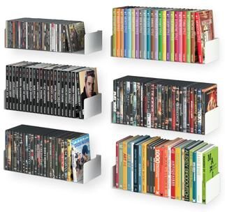 Wallniture Bali Bookshelf U Shape Metal Floating Shelves for Books Video Games DVDs (Set of 6)