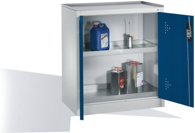 C + P Möbelsysteme Armoire d'appoint environnementale C+P avec portes battantes, 2 tablettes pour bacs, H1020xL930xP500mm Façade bleu gentiane Corps gris clair ; C + P M (8821-315 S10152)