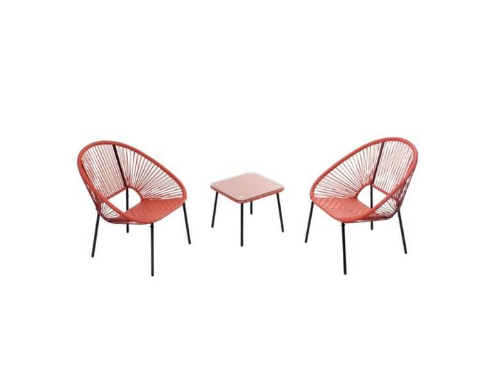 Acapulco - Set de 2 fauteuils + table basse terracota