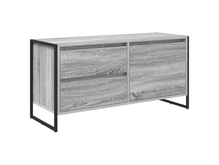 KTHLBRH TV-Schrank 100 x 36 x 49,5 cm, Sonoma-Grau, Holz Stahlbeine, offene Regale, Stauraum, Industriestil, ordentliches Wohnzimmer