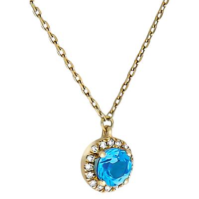 Kette mit Anhänger FIRETTI "Schmuck Geschenk Gold 375 Halsschmuck Halskette Goldkette Ankerkette", gold (gelbgoldfarben, blau), Halsketten, Damen, 0,16, Diamanten Gelbgold 375, L: 45 B: 0,9mm, Diamanten, Gelbgold 375, mit Blautopas (beh.) - mit...