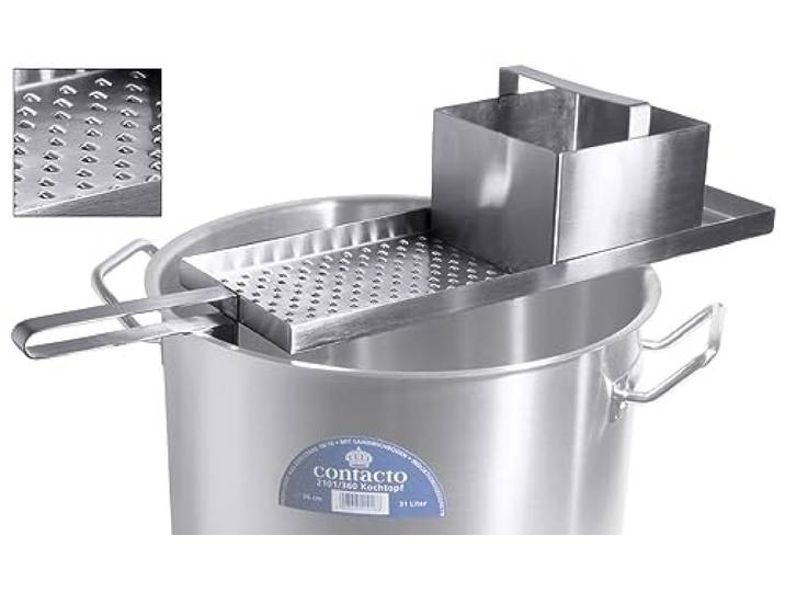 Contacto Gastronomie Spätzlehobel für lange Spätzle mit Topfhalterung Edelstahl 18/10 für Töpfe von Ø36-45 cm, Spätzlepresse mit Ruhebreich