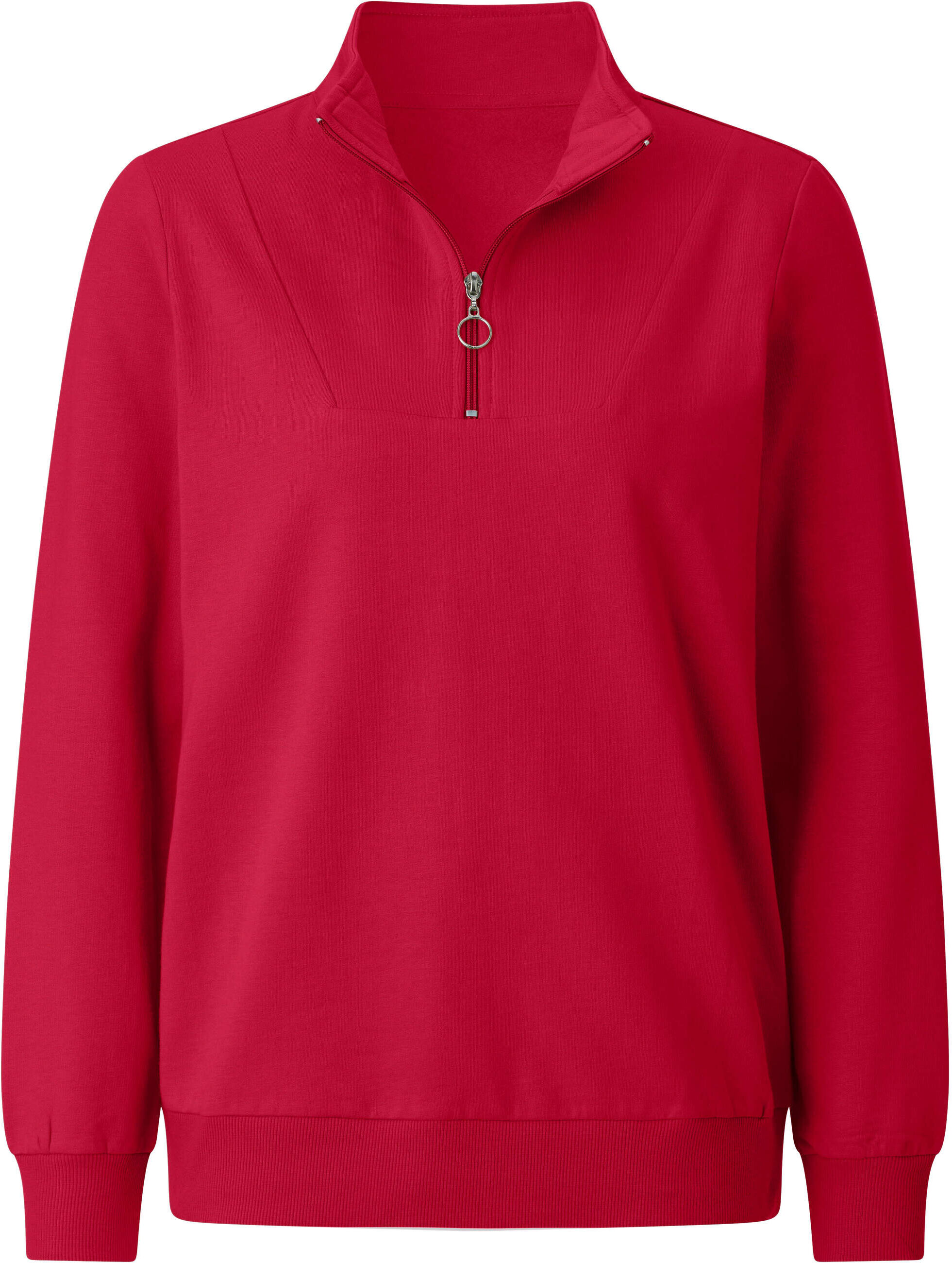 Sweatshirt WITT "Sweatshirt Sweatshirt mit Troyerkragen", Damen, Gr. 40, rot, Sportlich, Sweatshirts Sweatshirt