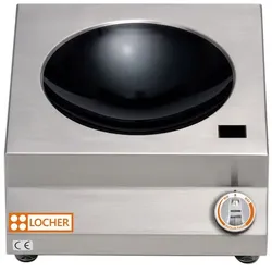 LOCHER Elektro-Induktionswok, 7 kW, digitale-Display-Anzeige unter dem Ceranglas