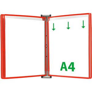 Tarifold Sichttafelsystem 414153, A4, Wandhalter, rot, inkl. 5 Sichttafeln