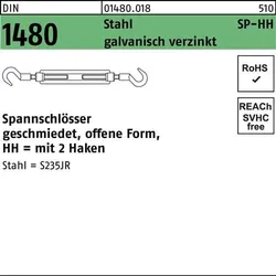 Spannschloss DIN 1480 offen 2Haken SP HH M8 Stahl 3.6 galv.verz. 1St.