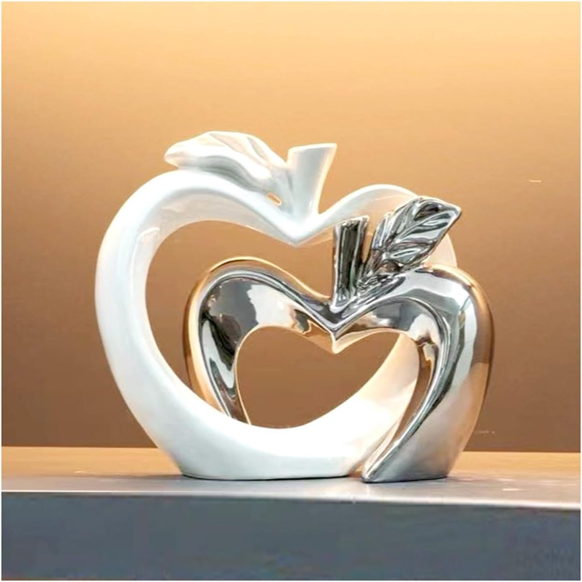 Abstract Beeldje Keramische Sculptuur Goudwit