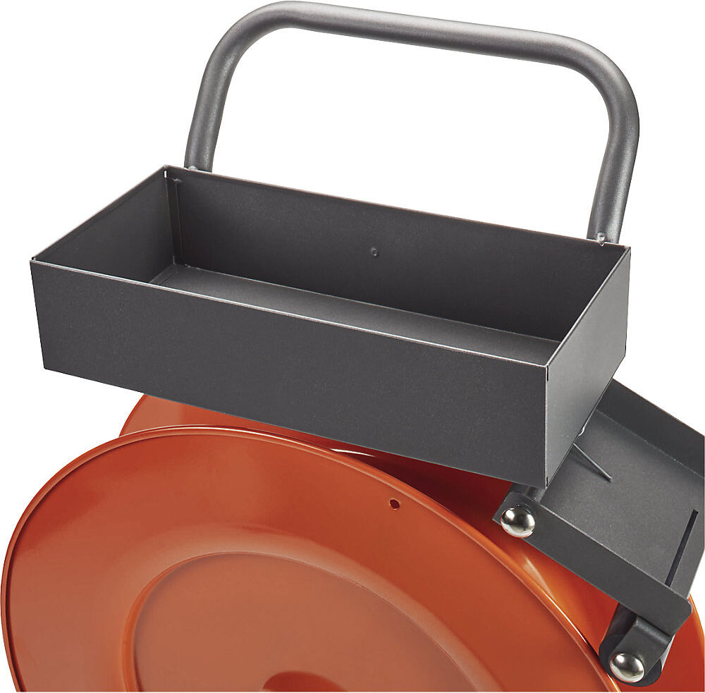 kaiserkraft Bandabroller für PP-, PET- und Stahlband, für Bandbreite 12,7 - 32 mm, fahrbar, mit Ablagefach