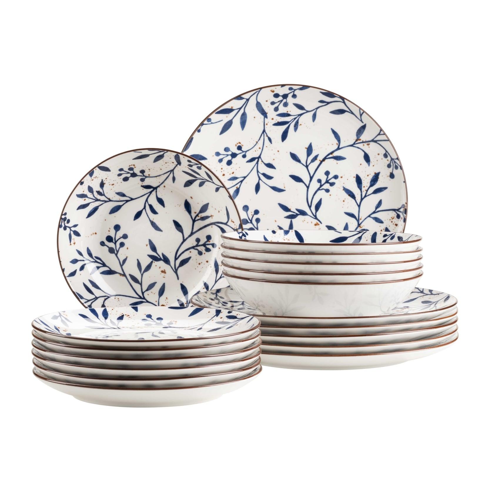 Mäser Teller Set, Porzellan Olive Türkis
