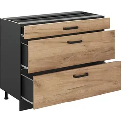 Vicco, Regal, Küchenunterschrank R-Line, Goldkraft Eiche/Anthrazit, 100 cm Arbeitsplatte Goldkraft Eiche (60 x 100 x 81.60 cm)