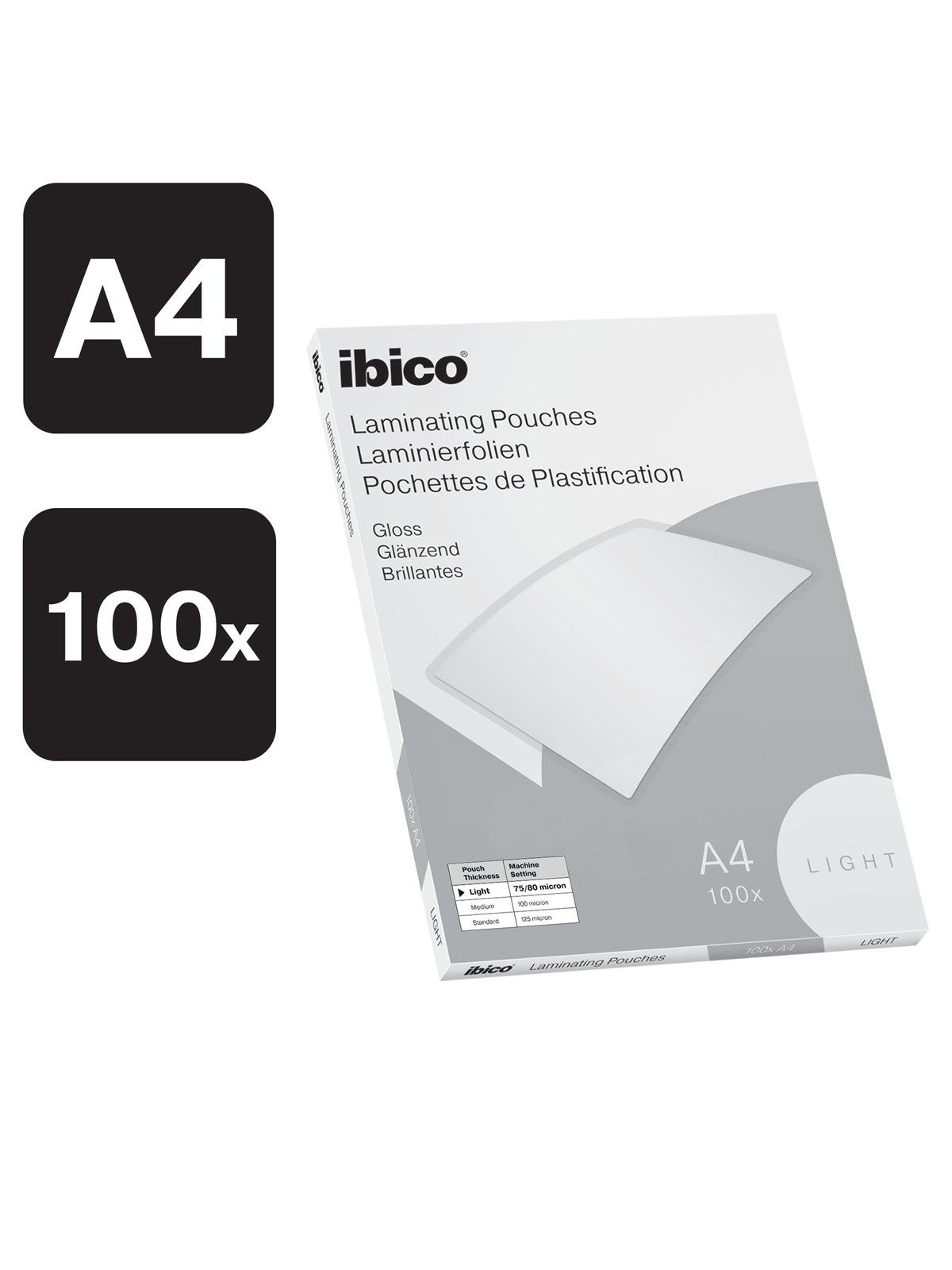 Esselte Lamineringslomme Ibico basic light 80my A4 (100)