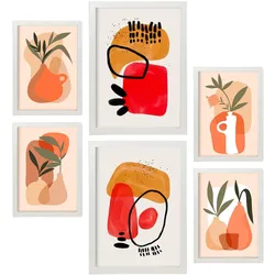 POSTER Set Mit 6 Stoned Vasen In Blume Zusammenfassung A3 & A4 Weißer Rahmen