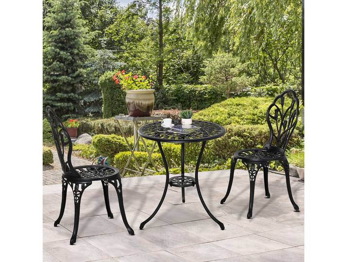 Outsunny Salon Jardin 2 Places Fonte Noir