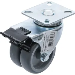 BGS DIY 81948 Doppel Lenkrolle mit Bremse Ø75mm
