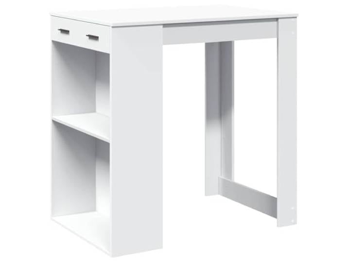 KGHERMDF Bartisch Weiß 102x70x103,5 cm Holzwerkstoff Mit Schublade und 2 Ablagen, Stauraum für Küche und Wohnzimmer, pflegeleichte Oberfläche