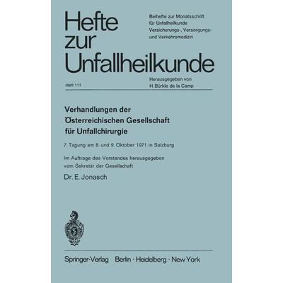 Verhandlungen der Österreichischen Gesellschaft für Unfallchirurgie, Taschenbuch von , Springer Berlin, 978-3-540-05961-5