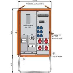 Walther Werke, Baustromverteiler, Anschlussverteiler WAV0135R1 44kVA (2x, CEE 16/5, CEE 32/5)
