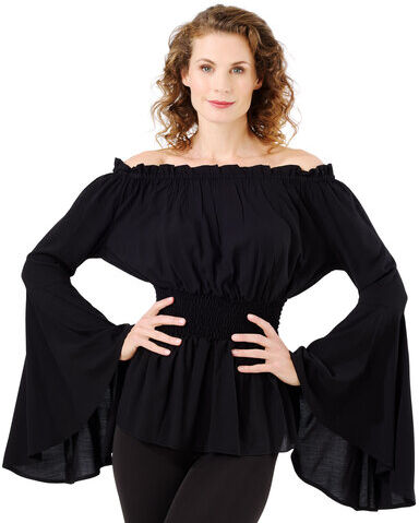 Off-Shoulder-Bluse für Damen, schwarz