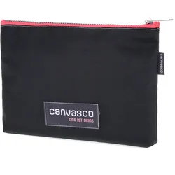 CANVASCO Mäppchen aus recyceltem Segeltuch in schwarz/pink - Federtasche wasserabweisend und robust - Kosmetiktasche