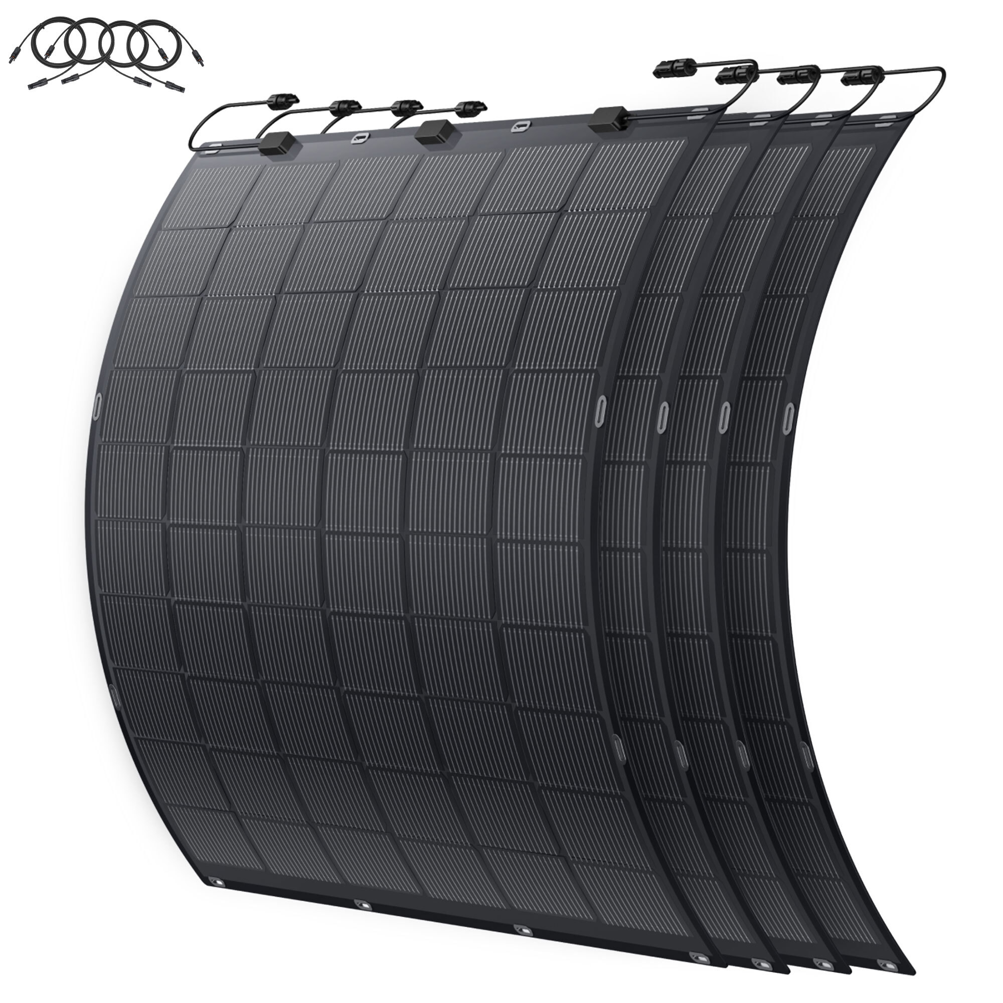 Flexibel Solarpanel 900W, Solarmodul 4x225W für Balkon Dach Wand und Wohnmobil, IP68 Wasserdicht Photovoltaik 213°Biegung