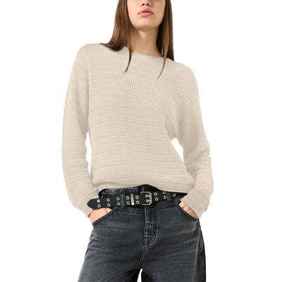 Strickpullover QS, Damen, Gr. XXL, beige (ecru), Strick, Obermaterial: 50% Baumwolle, 50% Polyacryl, figurumspielend taillenbedeckt, Rundhals, Raglanärmel Rollkante, Pullover Strickpullover, Raglanärmel sorgen für mehr Beweglichkeit