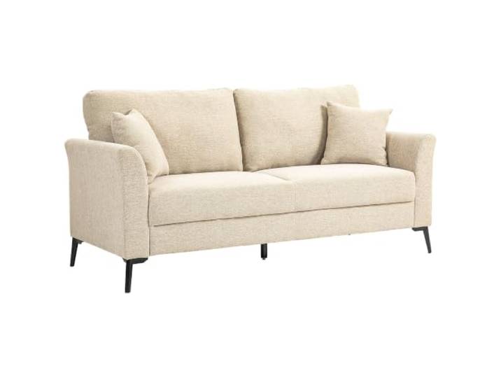 HOMCOM 2 Sitzer Sofa, Couch mit Leinenoptik, 179 x 80 x 89 cm, Beige Metallbeine, Polstersofa, Gepolsterter Doppelsofa, für Wohnzimmer, Schlafzimmer