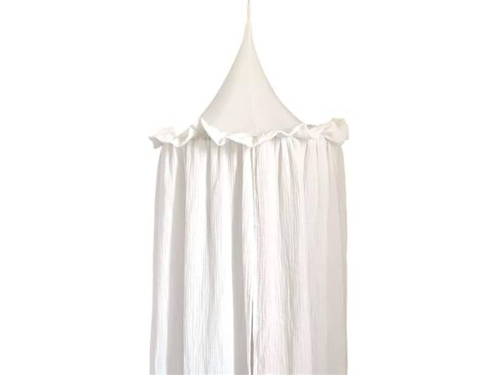 USOHJZ Hängender Baldachin aus Musselin-Baumwolle mit Rüschen, Bettbaldachin for Kinderzimmer für Indoor Outdoor(White)
