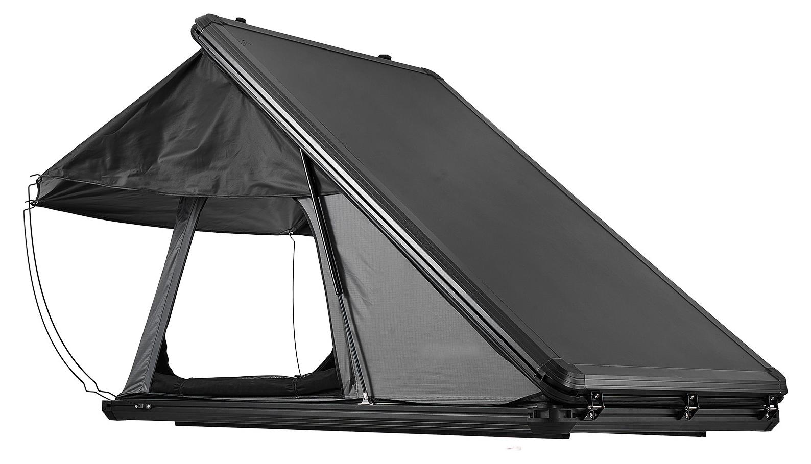 SucceBuy Hartschalen-Autodachzelt für 2-3 Personen, Aluminiumzelt mit LED-Beleuchtung in drei Farben und komfortabler Matratze, wasser- und winddicht, geeignet für Jeep, SUV und Pickup, Maße: 250 x 225 x 144 cm (aufgeklappt)
