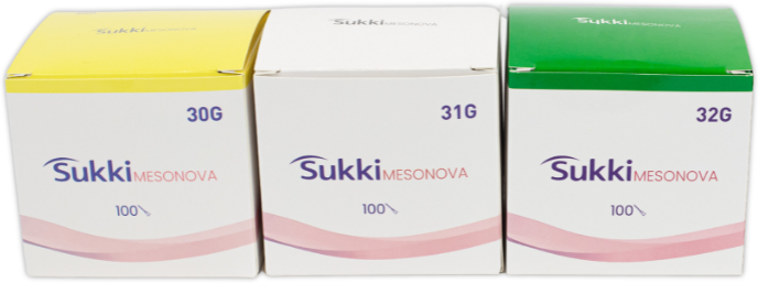 Agulhas Amarelas (30G) para Mesoterapia Sukki MESONOVA - Calibre Regular (Caixa de 100 uds)