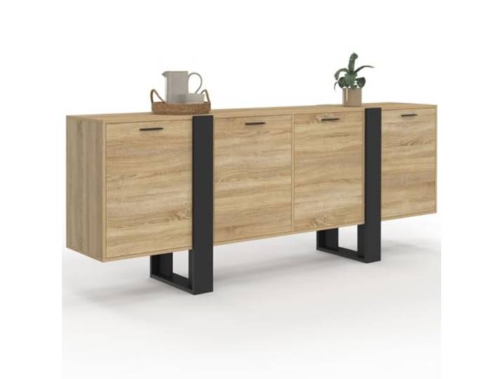 IDMarket - Sideboard 200 cm Phoenix XXL 4 Türen aus Holz und Schwarz