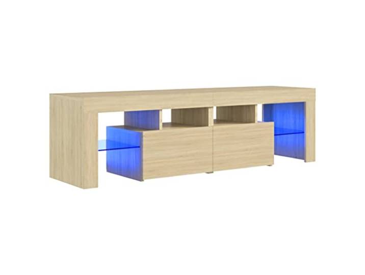 vidaXL TV-Schrank mit LED-Beleuchtung TV Möbel Fernsehtisch Wohnzimmermöbel Lowboard TV Ständer Mediamöbel Fernsehschrank Sonoma-Eiche 140x36,5x40cm