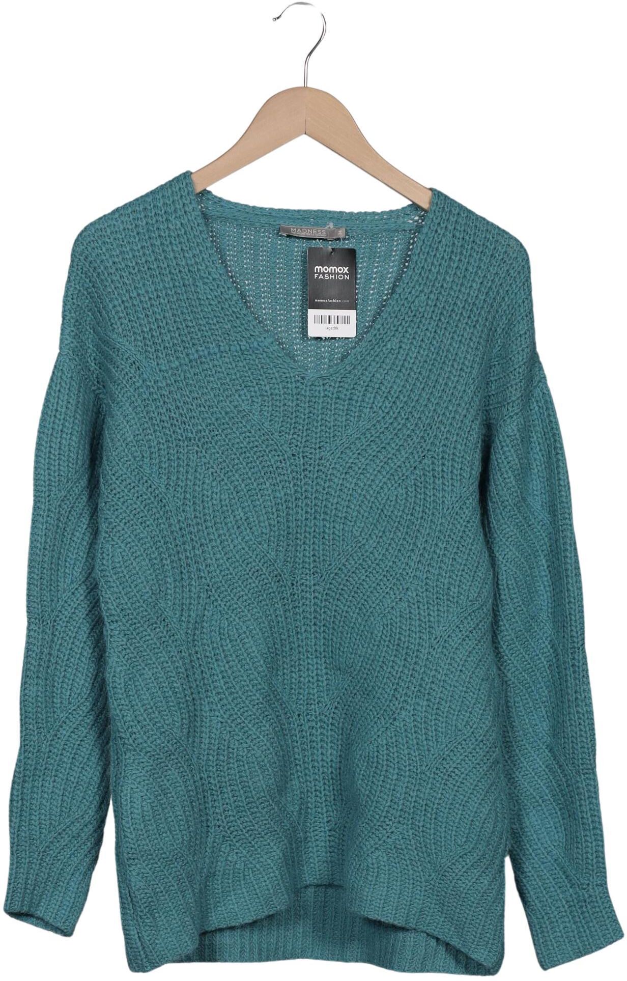 madness Damen Pullover, Türkis, Gr. EU 34, Baumwolle / Alpaka - Second Hand
