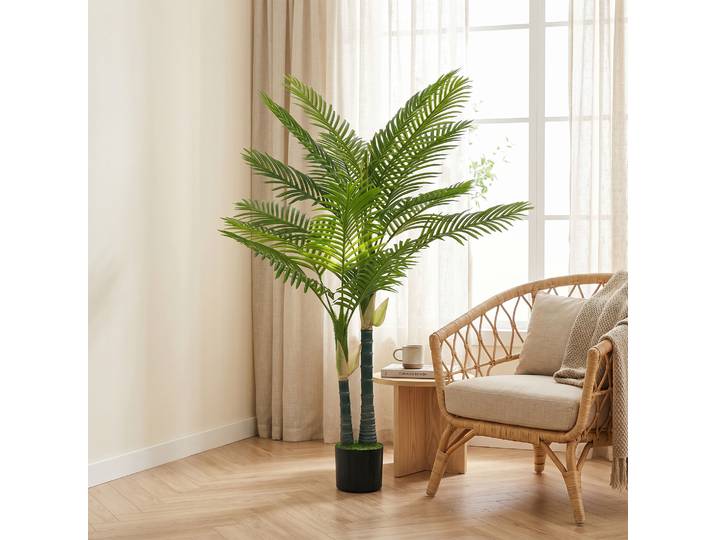 HOMCOM Palmier Artificiel 150cm 16 Palmes Pot Salon Vert
