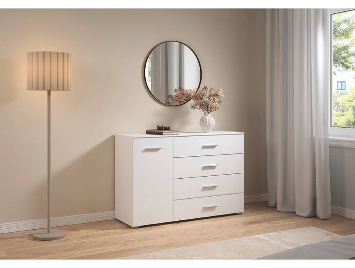 Kommode - 1 Tür 120 x 81 x 42cm Weiß/Alpinweiß