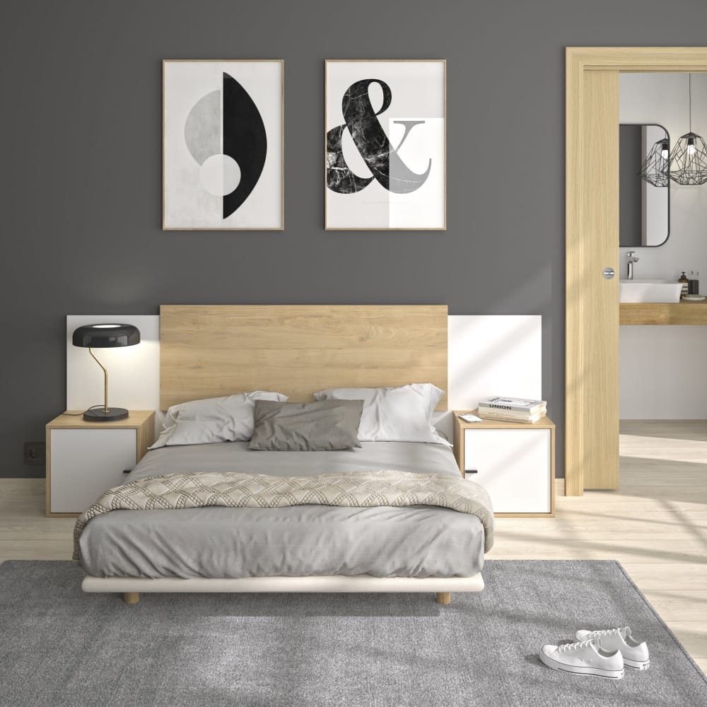 Diagone Tête de lit effet bois châtaignier Beige 34x91x246cm