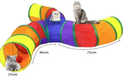 Inspire Picks Collapsible Cat Tunnel Play Tube Cat Tunnel For Indoor & Outdoor Exercise, Hiding & Interactive Play rainbow 3s