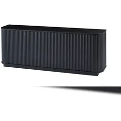 OKWISH Sideboard aus MDF, Schwarz, 162,5x38x61 cm, mit Wellenmuster und verstellbaren Fußpolstern