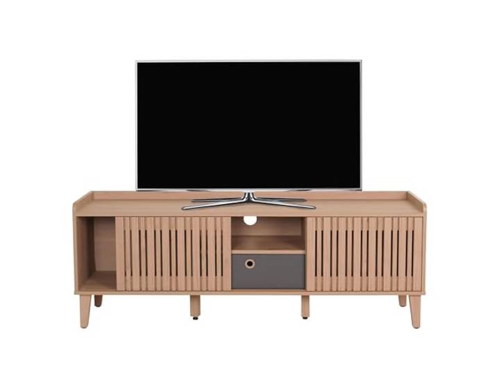 Mendler TV-Rack HWC-M48 56x150x40cm - beige, Schublade grau