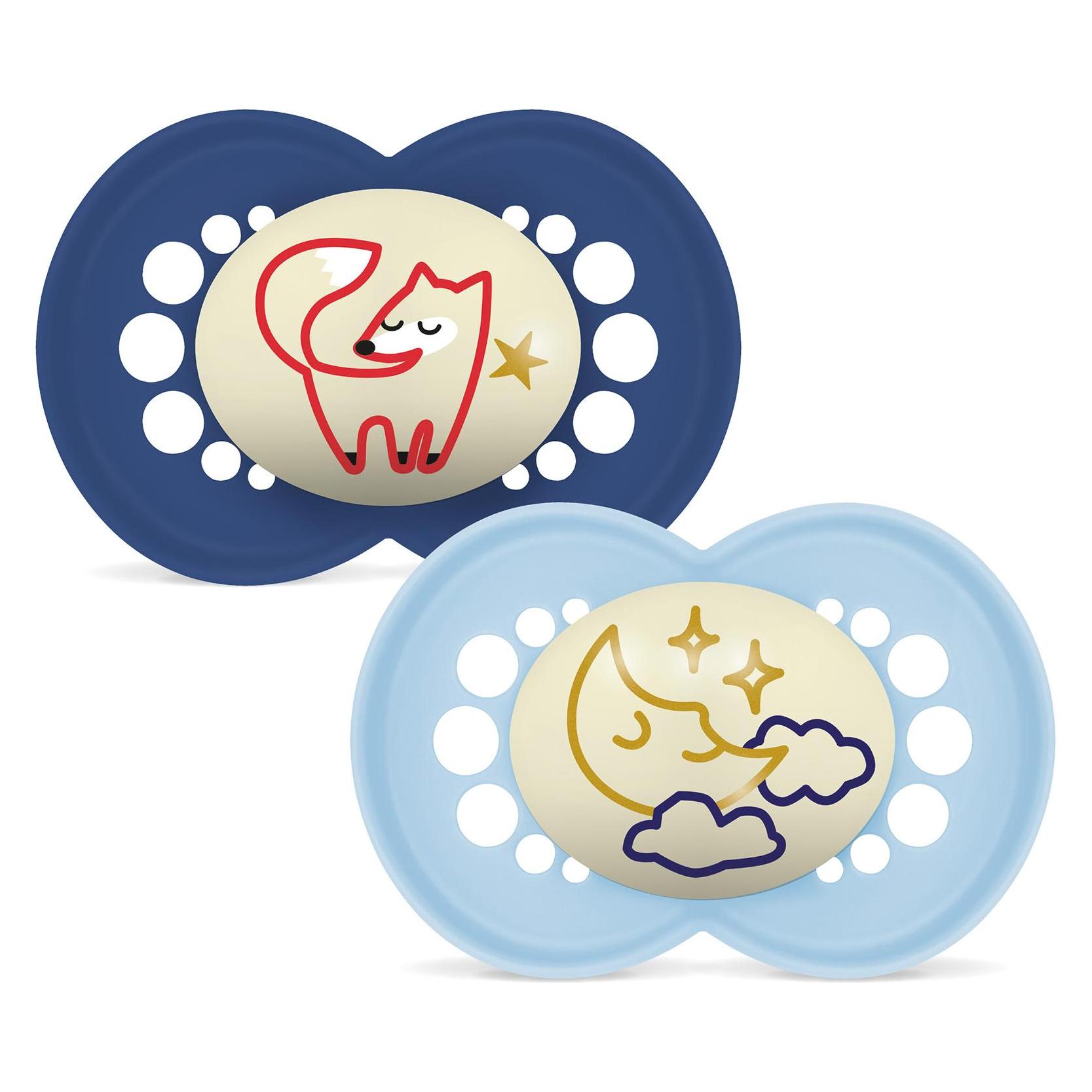 MAM - Original Night Silk Pacifiers - Blue - 16-36m (2x, 16 - 36 Monate) (4115559)